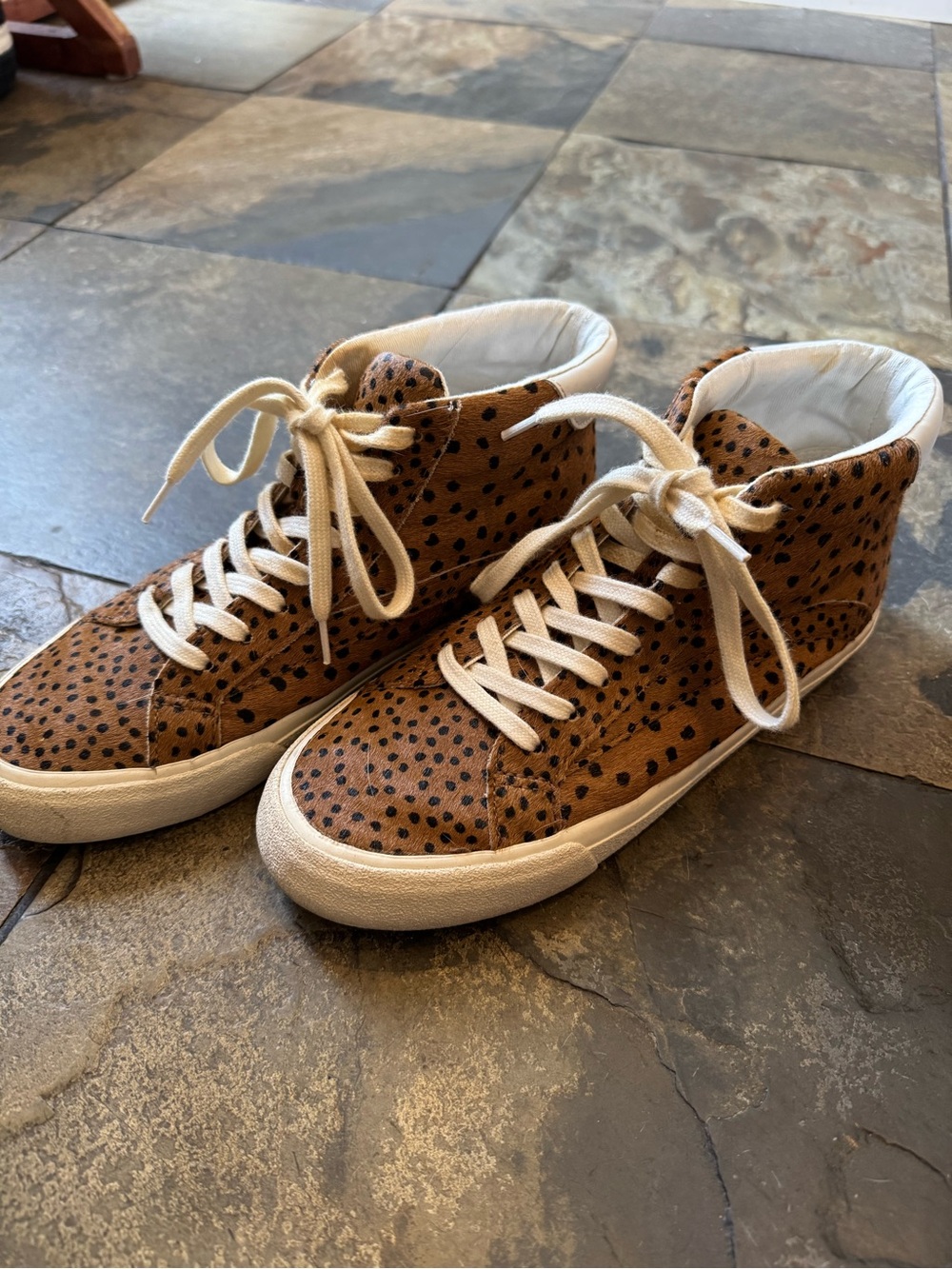 Madewell Brown Cheetah Print High-Top Sneakers - Casual Lace-Up